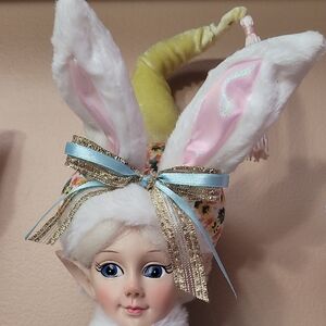 Decorative  Bunny Ears Doll with Yellow Hat